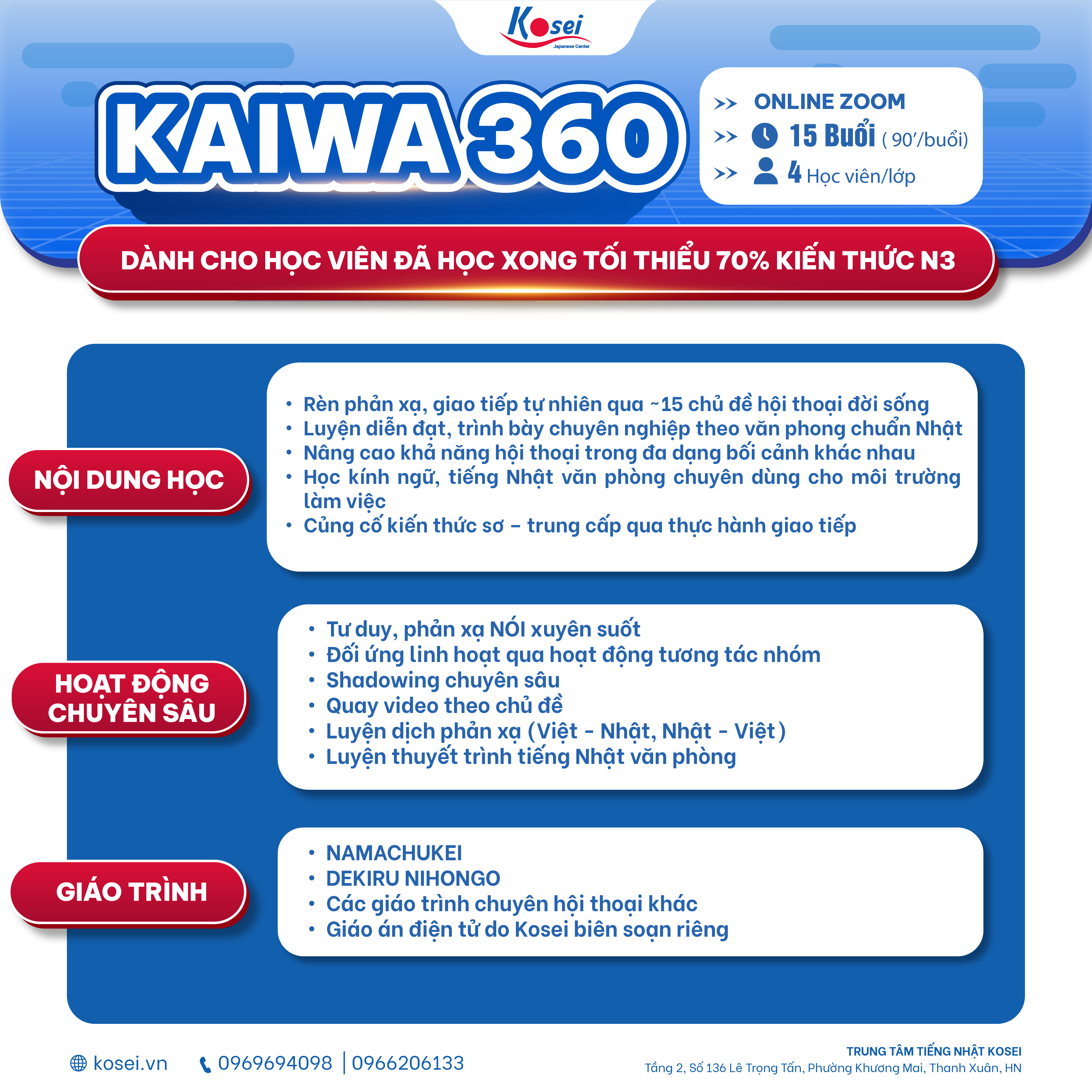 Khoá học Kaiwa 360 dành cho học viên muốn luyện giao tiếp trung cấp N3